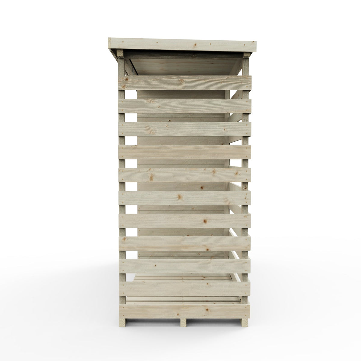 Wooden Log Store with Attached Storage Shed